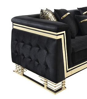 Ashton Black/Gold  Velvet Sofa and Loveseat S4040