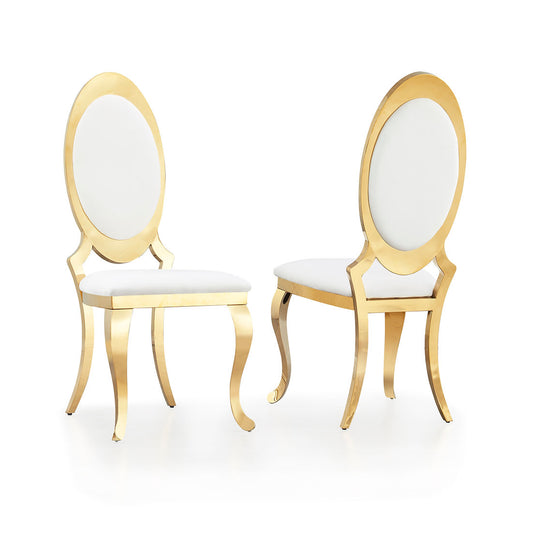 Oval White Velvet/Gold Chair D832