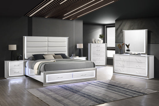 Dina White LED Platform Bedroom Set B79