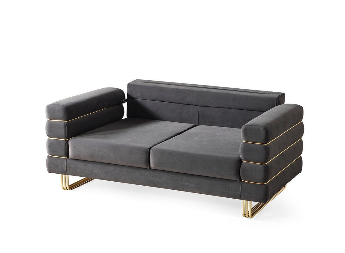 Luma Grey Velvet Sofa and Loveseat