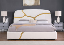 Load image into Gallery viewer, Milan Stone White Velvet/Gold Queen Bed B838