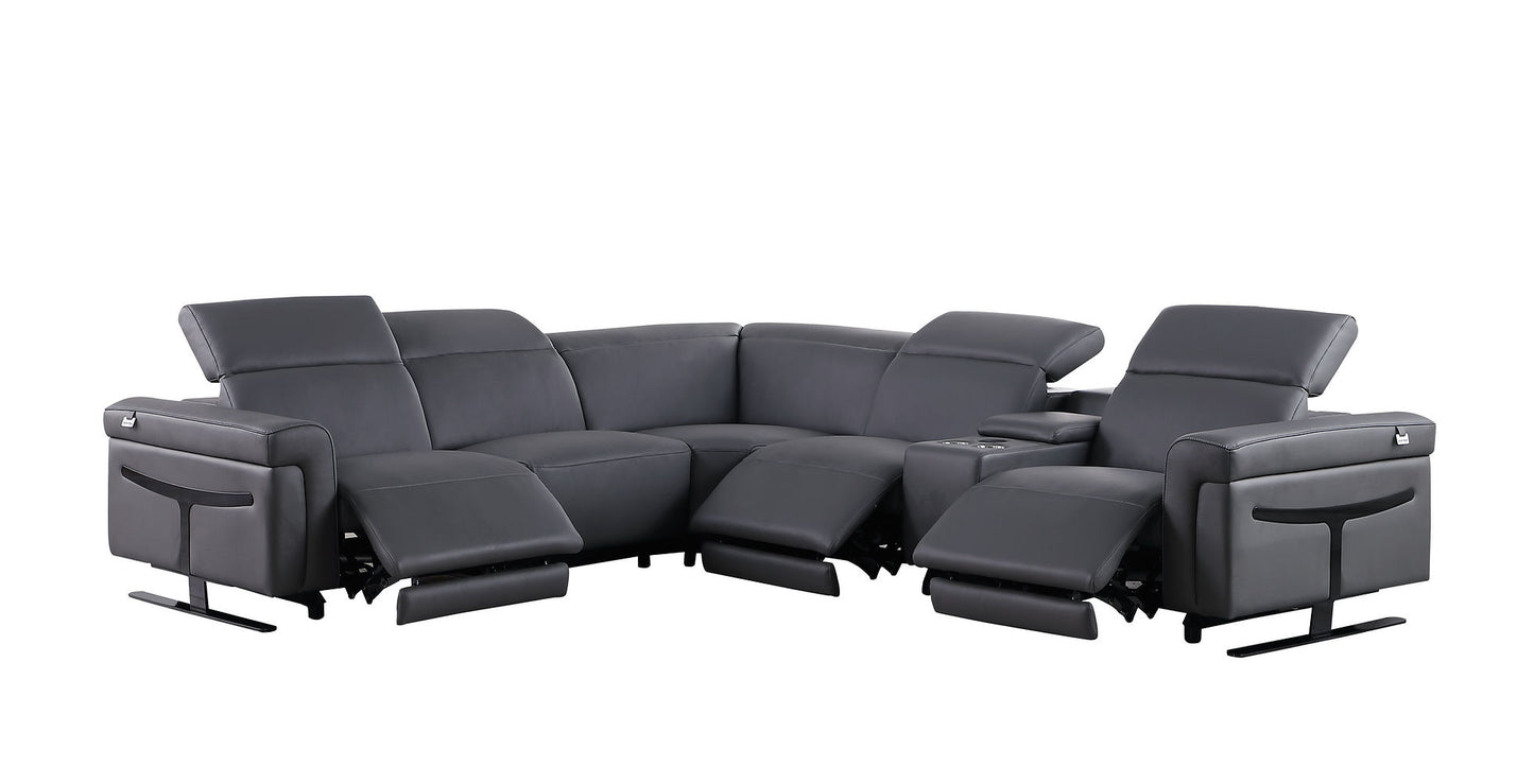 Lucca Dark Grey 6pc 2-POWER Reclining Sectional MI-1110