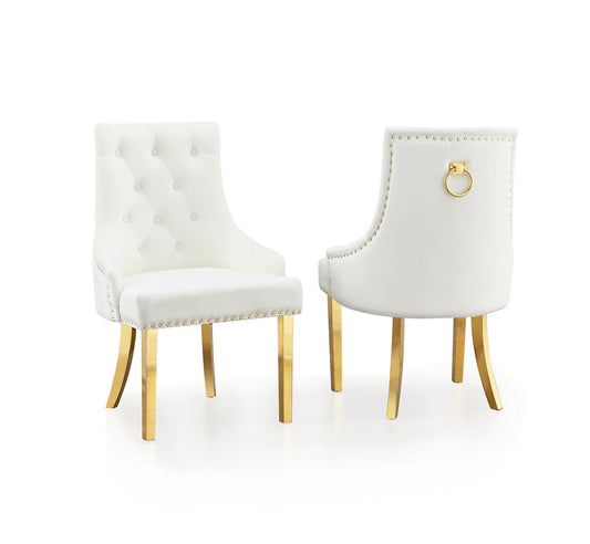 Havana Cream Velvet/Gold Chair D863