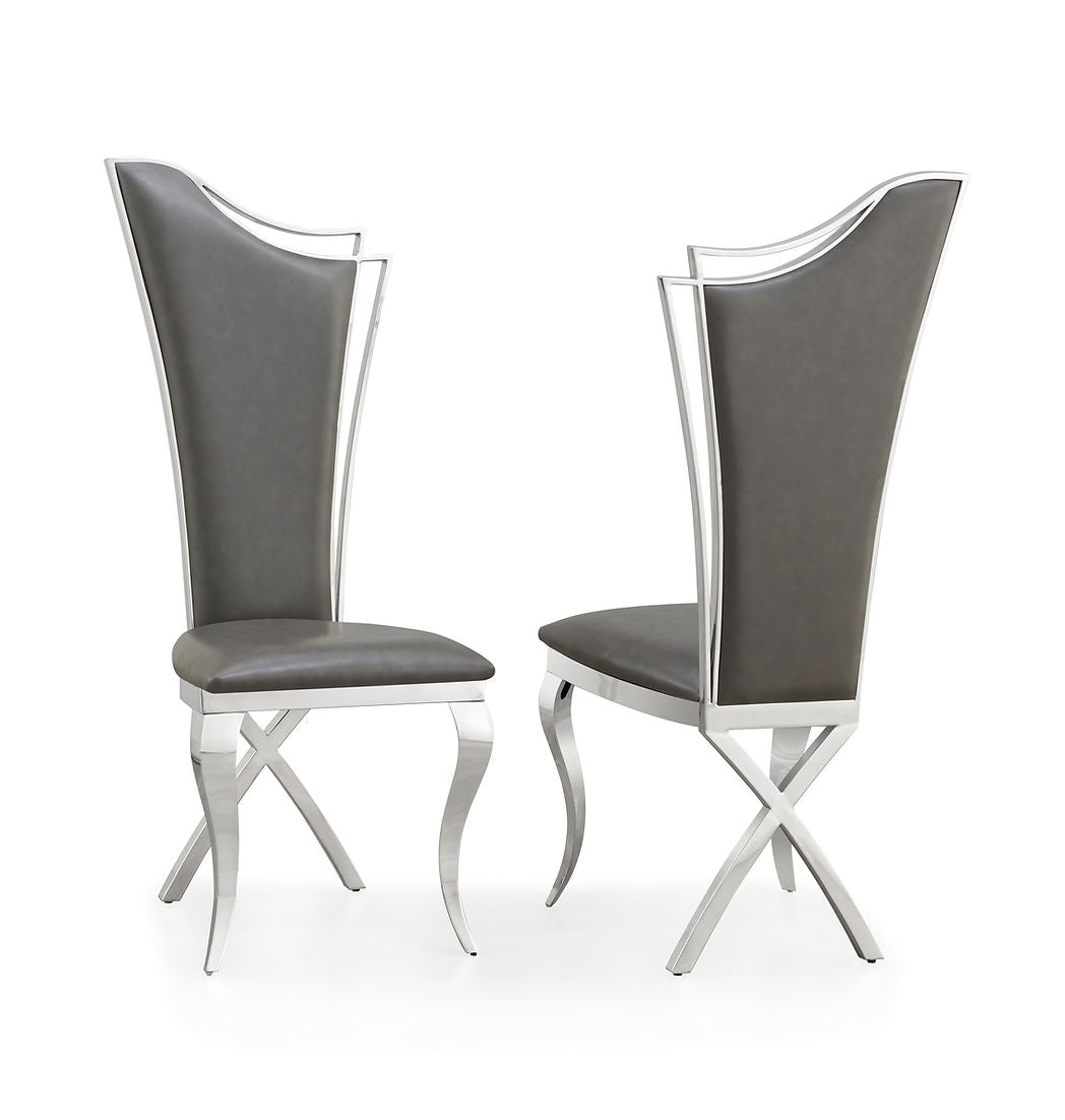 Queen Grey PU/Chrome Chair