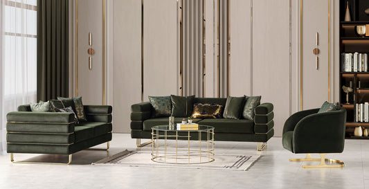 Luma Emerald Velvet Sofa and Loveseat