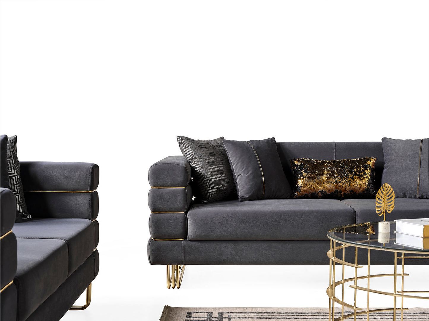 Luma Grey Velvet Sofa and Loveseat