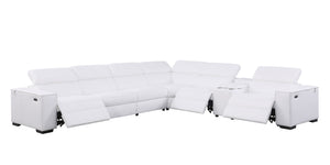 Picasso White 3 POWER  Leather Match 7pc Sectional  MI631