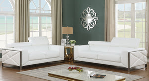 Giorgio White Italian Leather Sofa and Loveseat MI-989