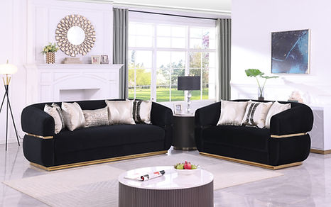 Carmela Black Fabric Sofa and Loveseat S3500