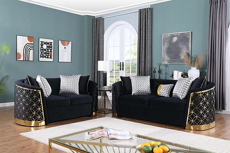 Athena Black Sofa and Loveseat S3800