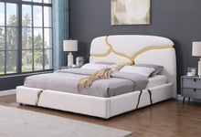 Load image into Gallery viewer, Milan Stone White Velvet/Gold King Bed