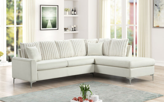 Elina Beige Velvet RAF Sectional S250