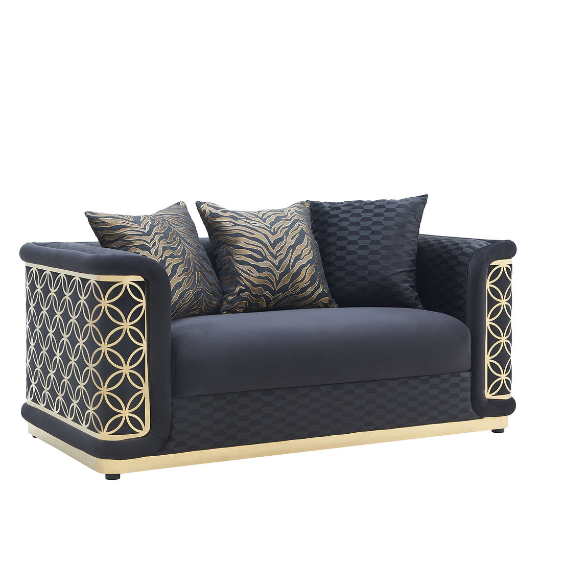 Riya Black/Gold Sofa and Loveseat S3390