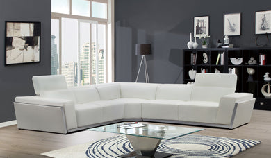 Domo White TOP GRAIN LEATHER Sectional MI-8010A