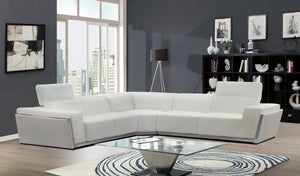 Domo White TOP GRAIN LEATHER Sectional MI-8010A