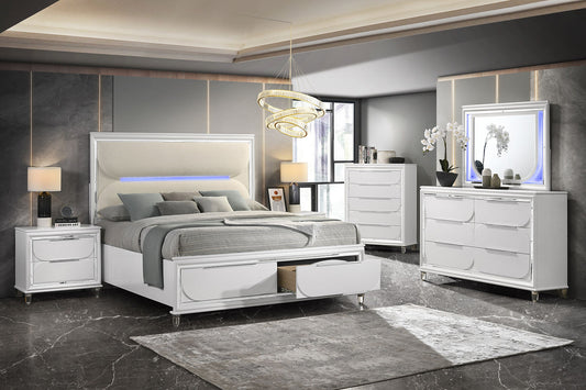 Aria White LED Platform Bed B6200