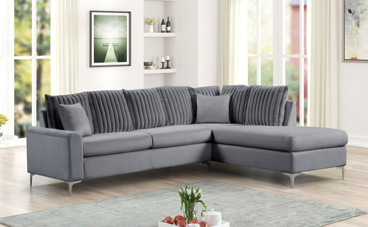 Elina Grey Velvet RAF Sectional S250