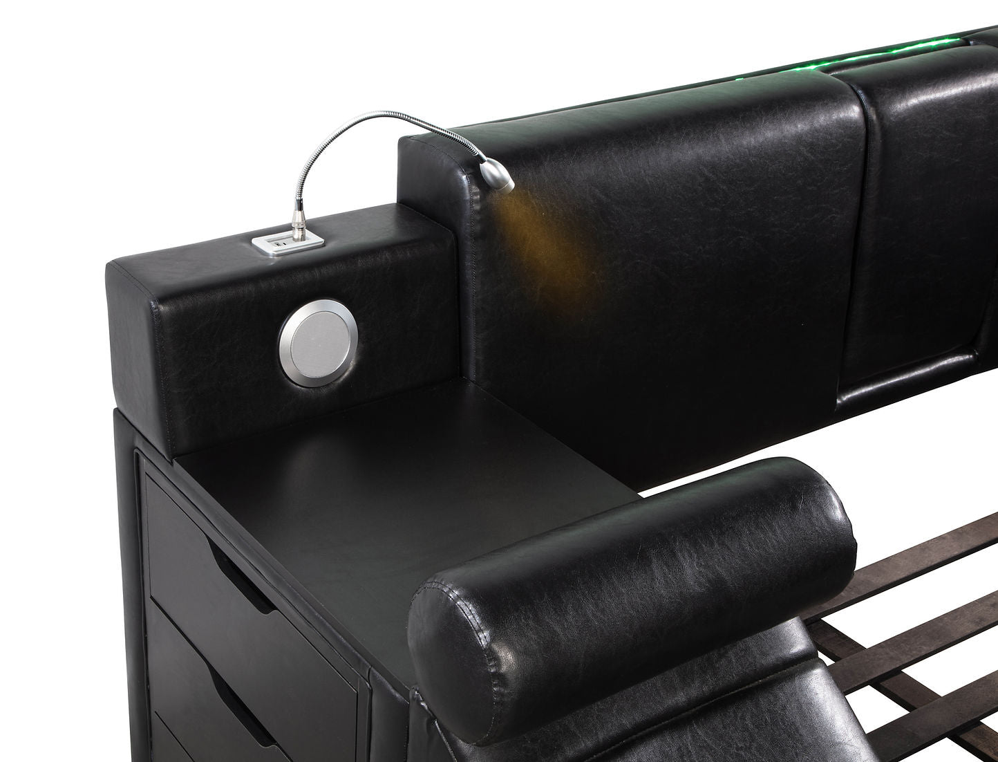 Apollo Black LED/BLUETOOTH SPEAKERS Queen Bed B420