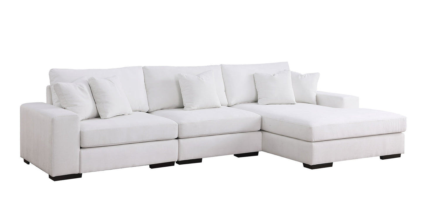 Comfy Cream Chenille 3pc Sectional S859