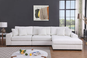 Comfy Cream Chenille 3pc Sectional S859