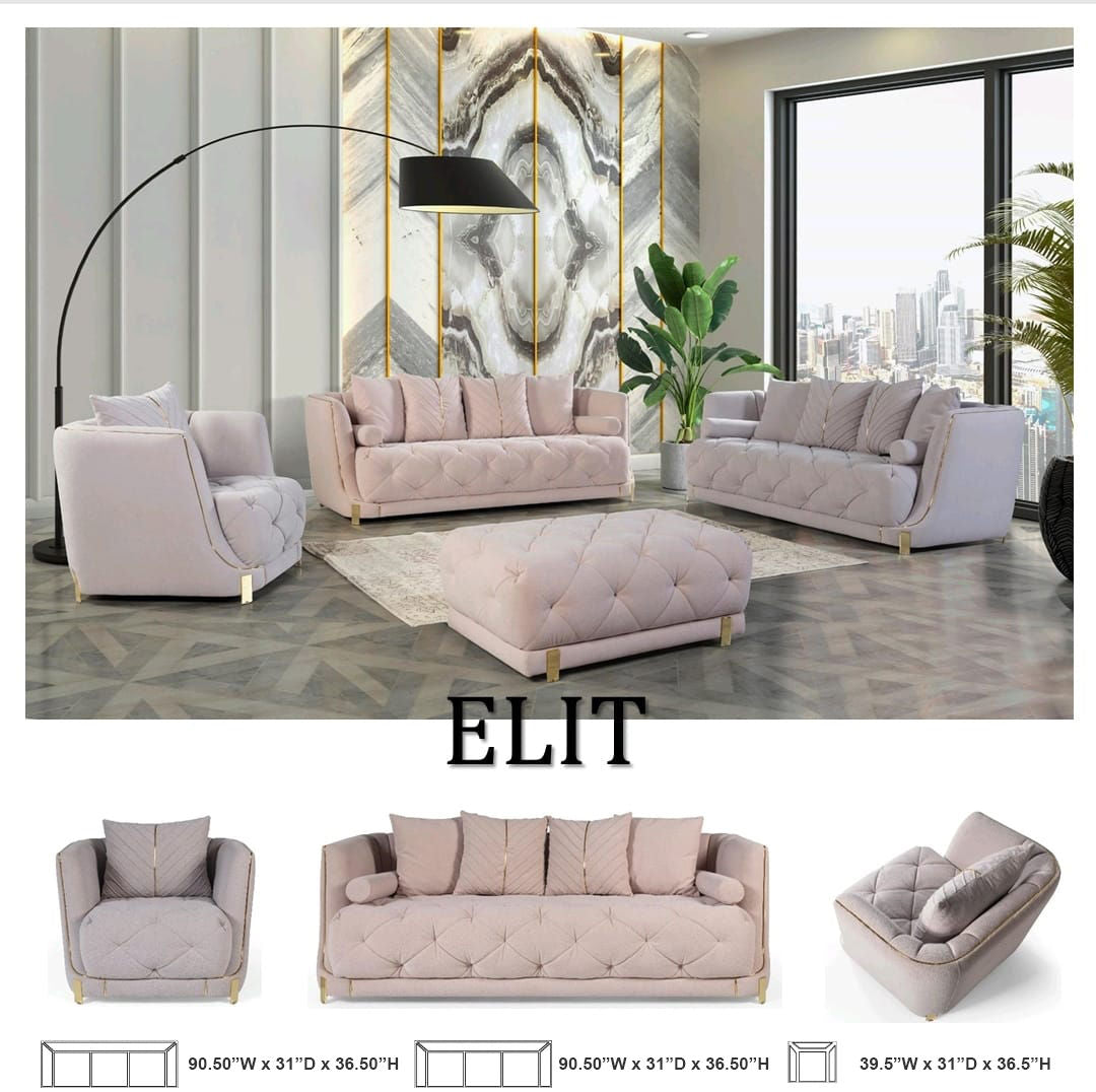 Elit Off White Sofa and Loveseat