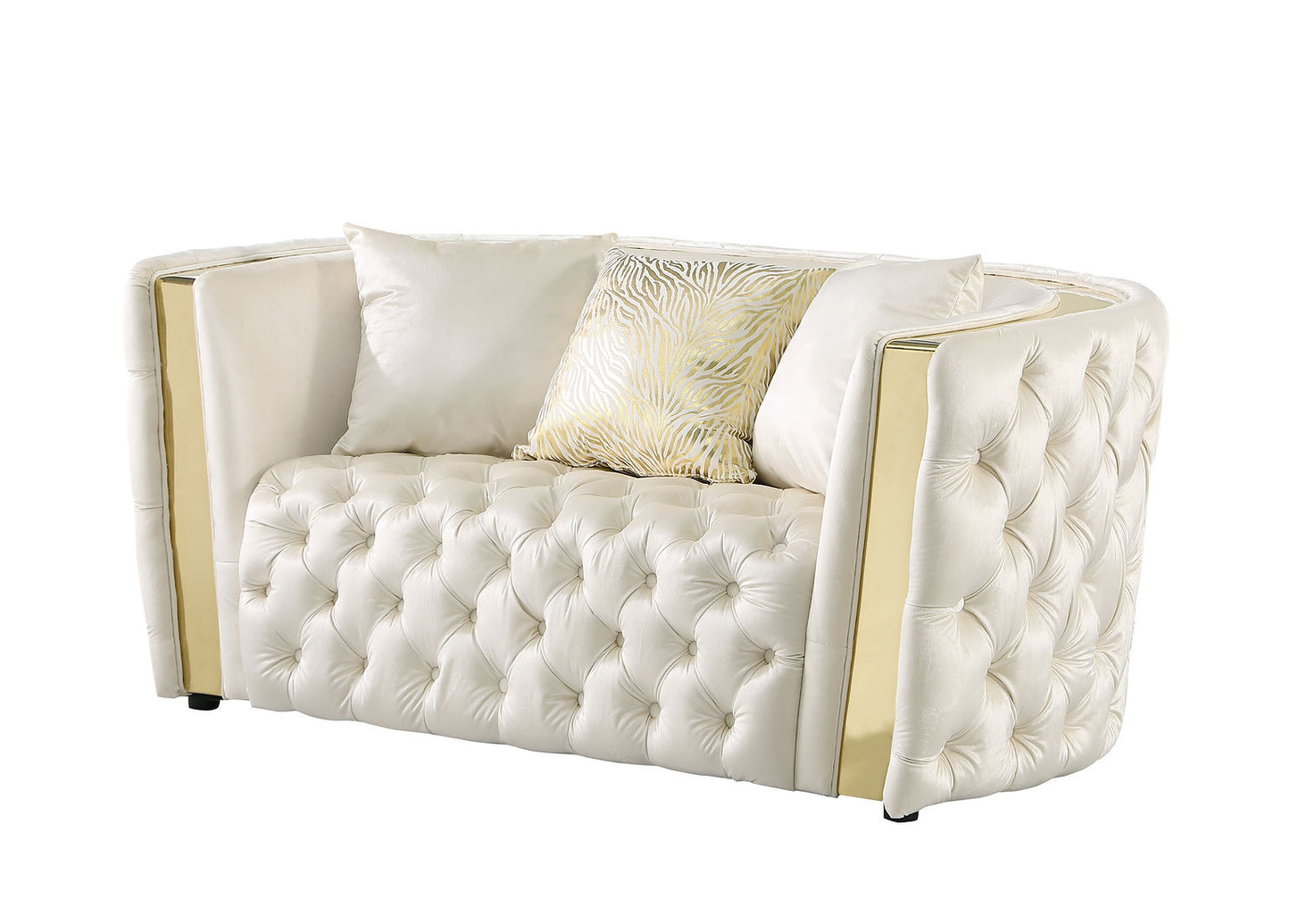 Roka White Velvet Sofa and Loveseat S8290