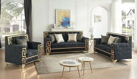 Hira Black/Gold Sofa and Loveseat S3700