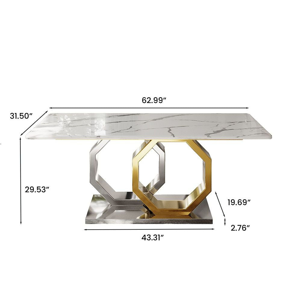 63" Jenpeg White Table (Sintered Stone)