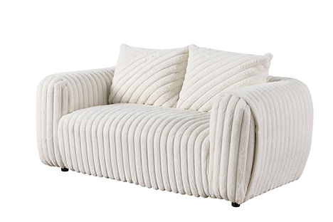 Eli White Stripe Fabric Sofa and Loveseat S8809