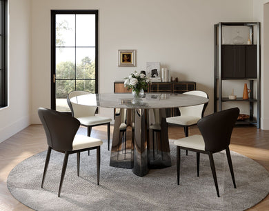 Luxe&Trista Grey 5pc Dining Room Set  (Faux Marble)