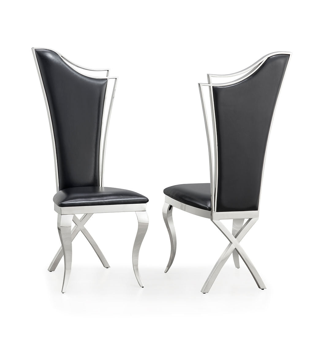 Queen Black PU/Chrome Chair