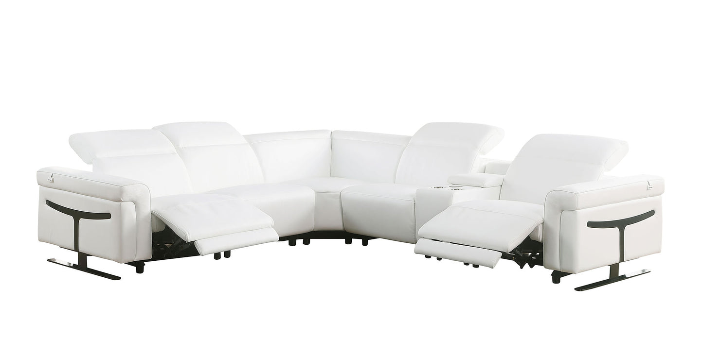 Lucca White 6pc 2-POWER Reclining Sectional MI-1110