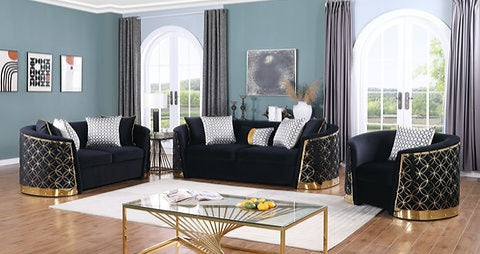 Athena Black Sofa and Loveseat S3800