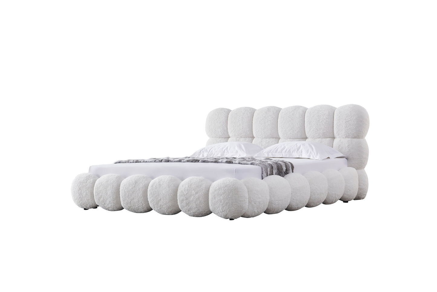 Coco White Alpaca Queen Platform Bed B195