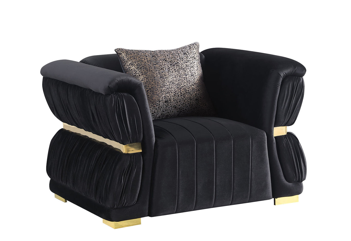 Anna Black Velvet Sofa And Loveseat S2003