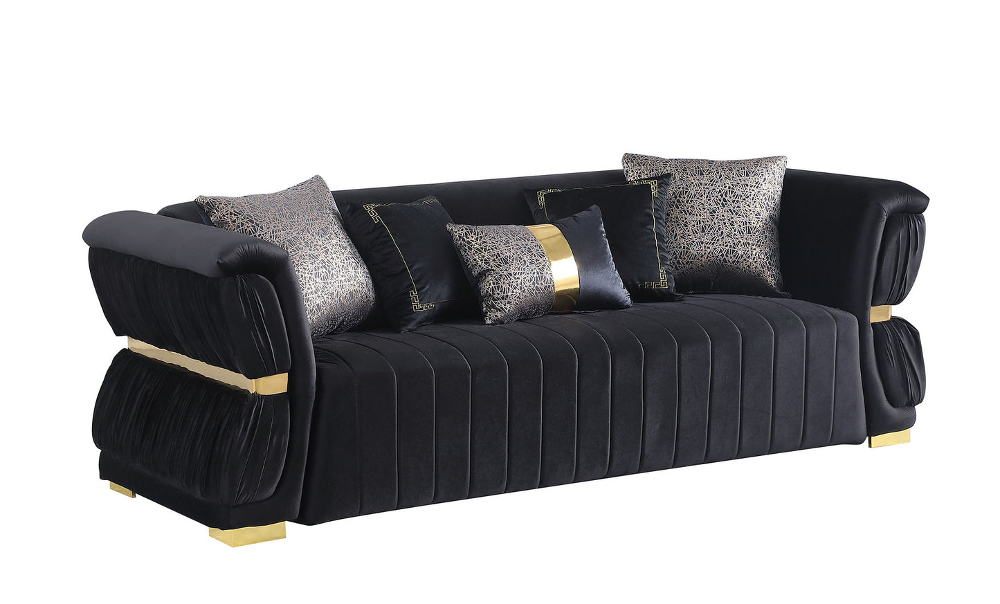 Anna Black Velvet Sofa And Loveseat S2003