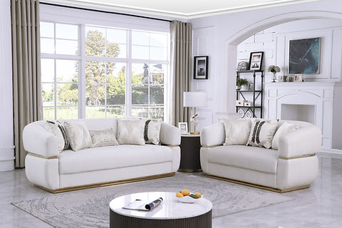 Carmela Cream Fabric Sofa and Loveseat S3500