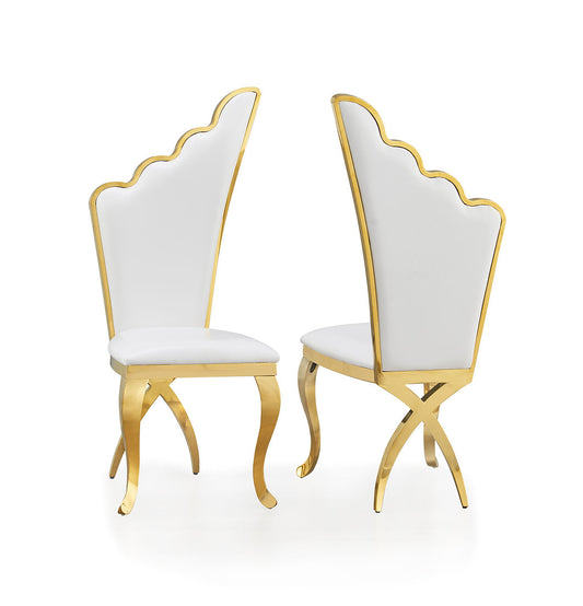 Paris White PU/Gold Chair D819