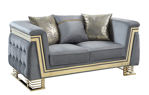 Ashton Grey/Gold Velvet Sofa and Loveseat S4040