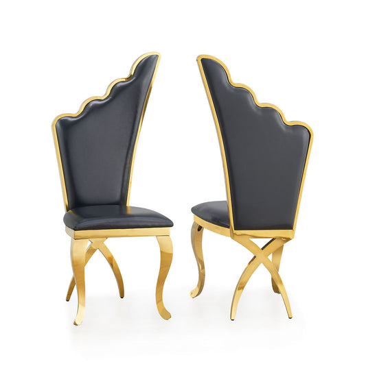 Paris Black PU/Gold Chair D819