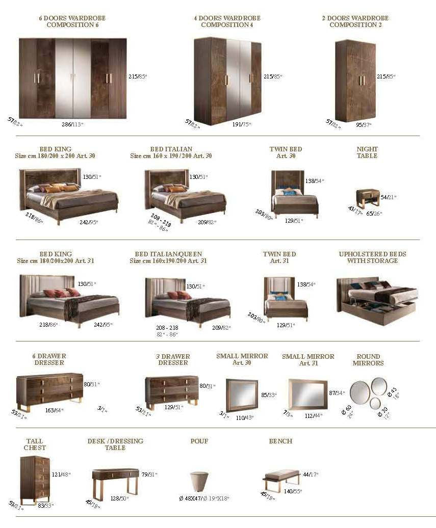 Essenza Collection LED Italian Bedroom Set