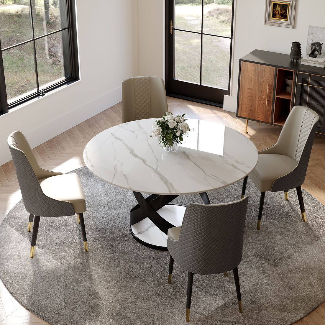 52" Brooks White Table  (Sintered Stone)