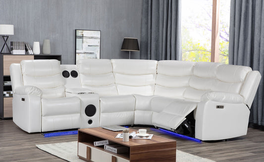 Turbo White POWER/LED/BLUETOOTH SPEAKERS Sectional S8686