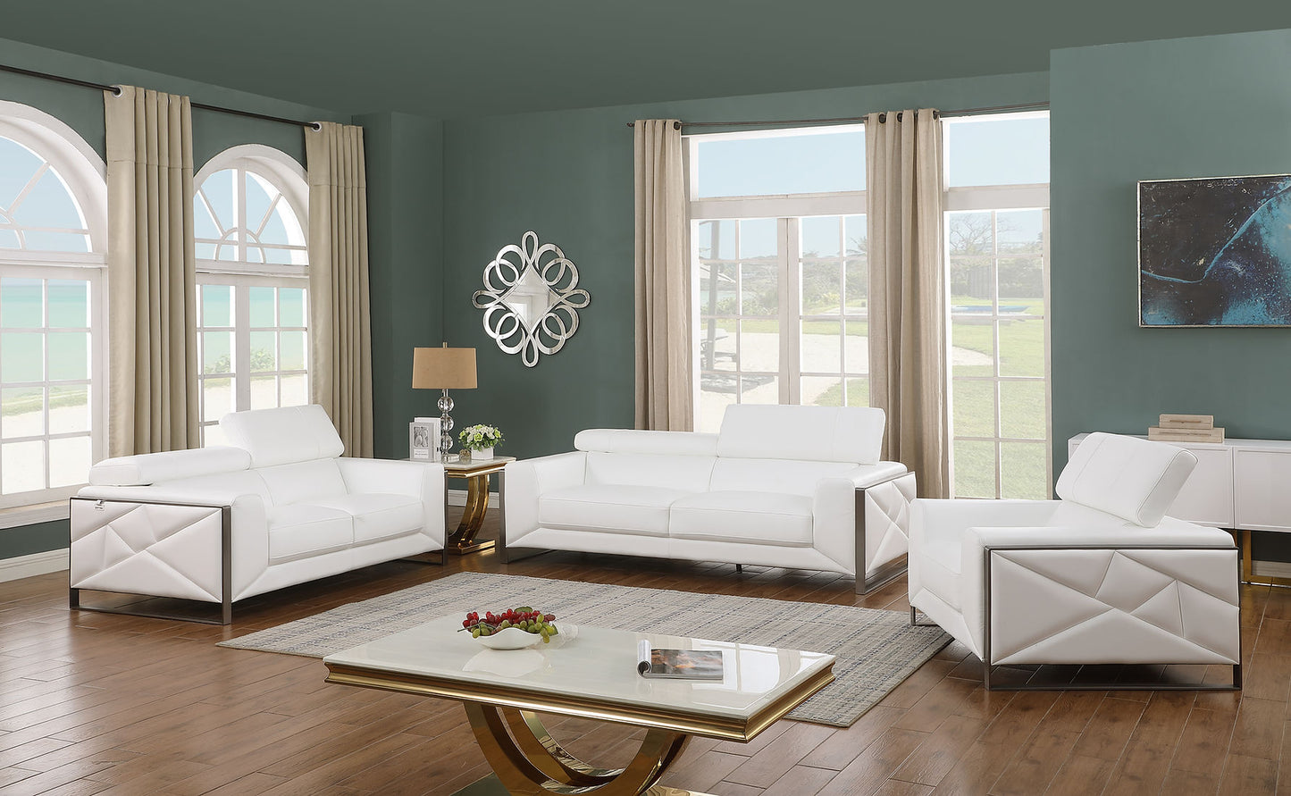 Giorgio White Italian Leather Sofa and Loveseat MI-989