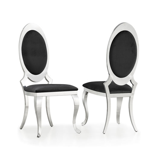 Oval Black Velvet/Chrome Chair D832