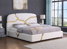 Load image into Gallery viewer, Milan Stone White Velvet/Gold King Bed