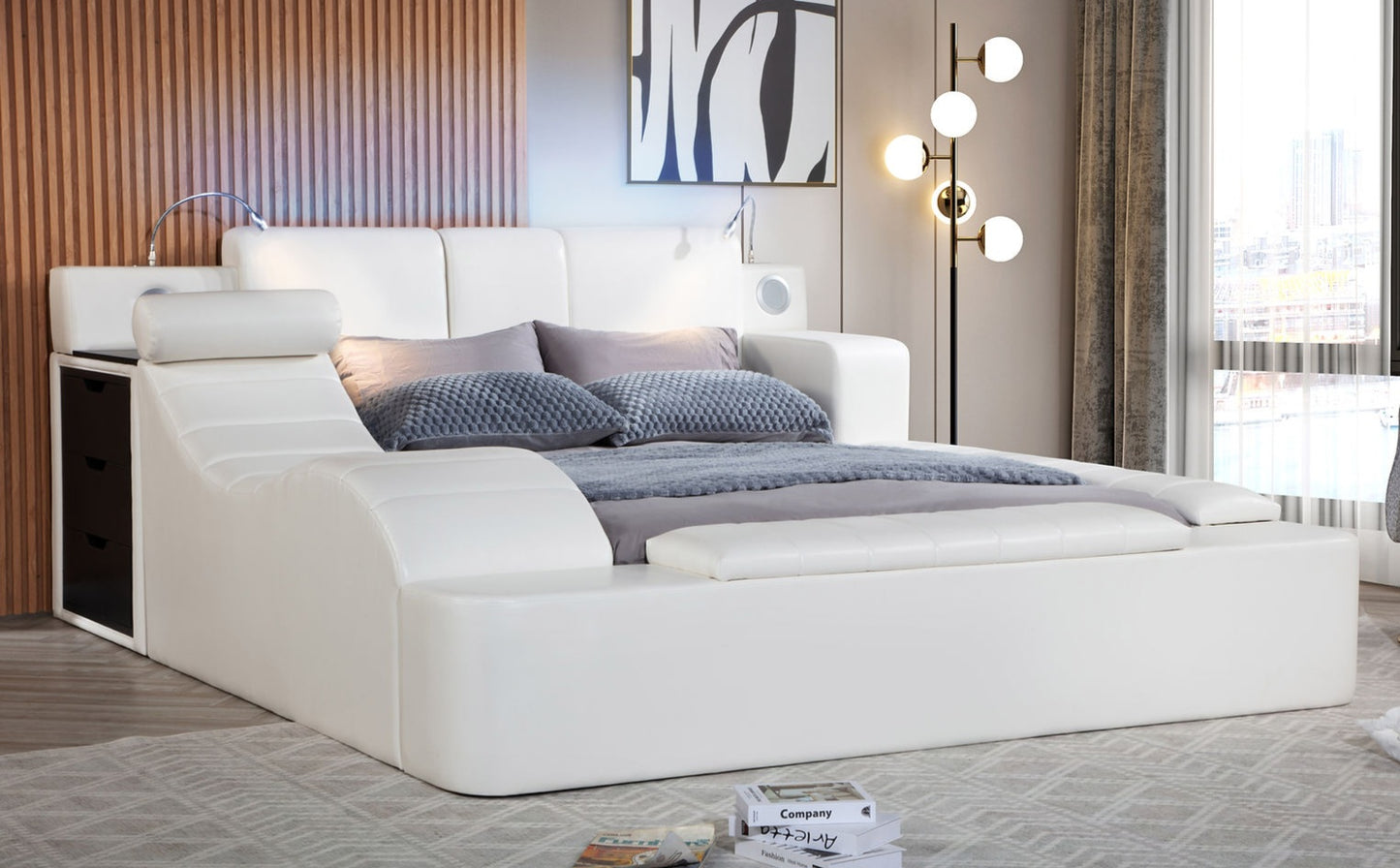 Apollo White LED/BLUETOOTH SPEAKERS King Bed B420