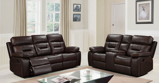 Dallas Brown LEATHER 3pc Reclining Set S8232