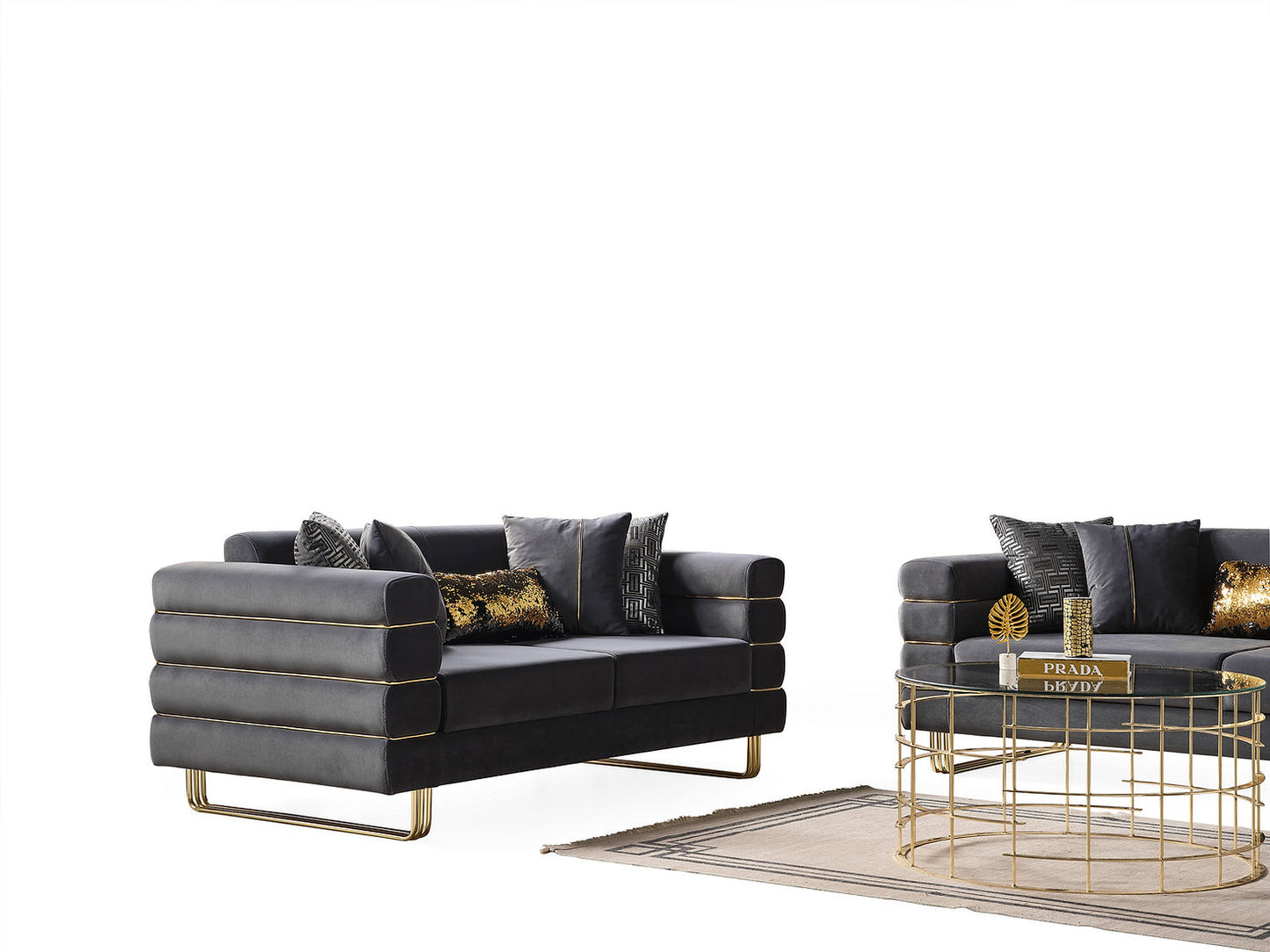 Luma Grey Velvet Sofa and Loveseat