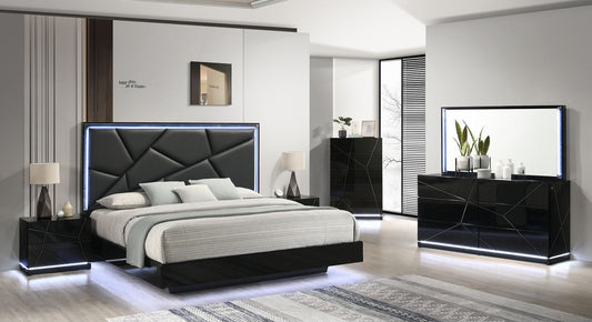 Naomi Black LED Bedroom Set B87